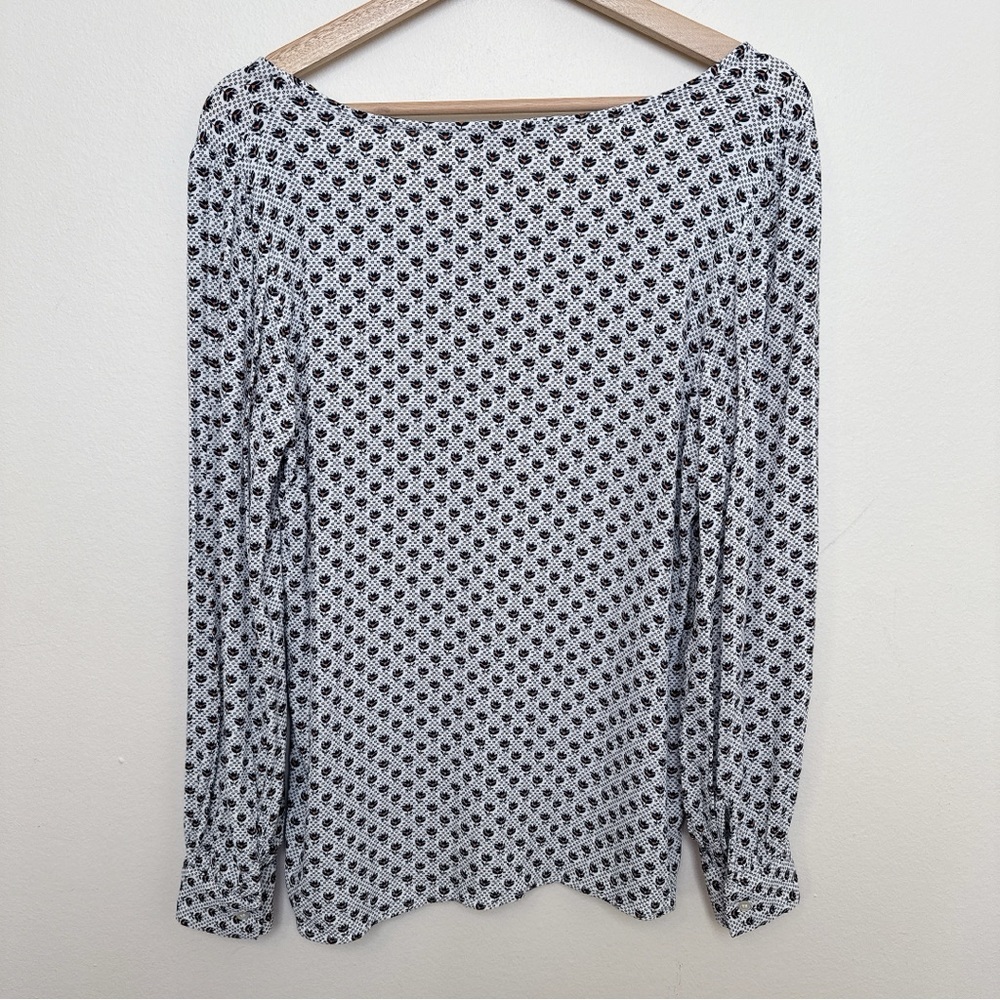 Loft Womens Small Rayon Long Sleeve Printed Blouse - Picture 15 of 15